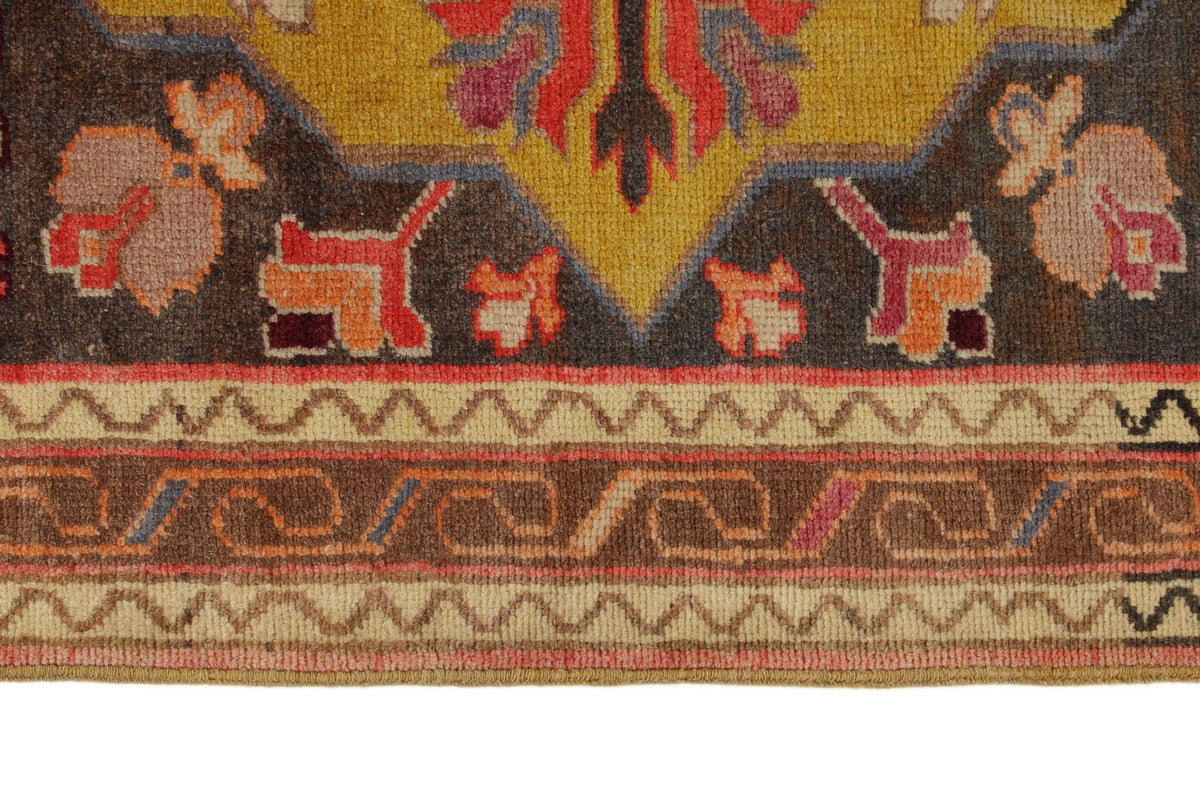 3x9 Multicolor and Brown Turkish Tribal Runner
