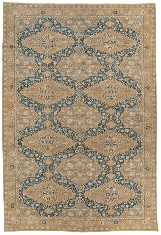 13x20 Blue and Ivory Persian Rug