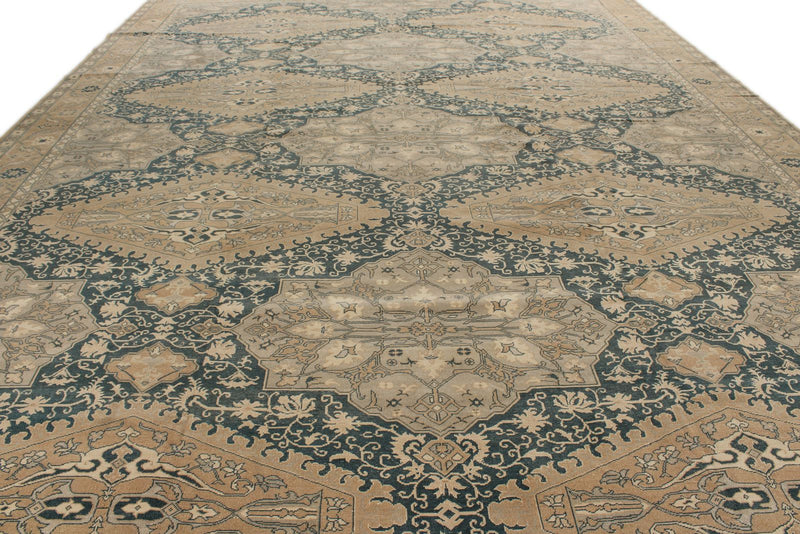 13x20 Blue and Ivory Persian Rug