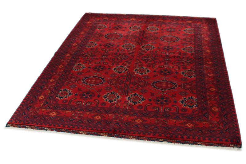 5x7 Red and Navy Turkish Tribal Rug