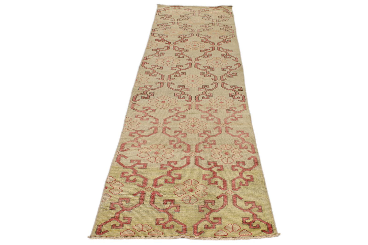 3x11 Red and Green Turkish Tribal Rug