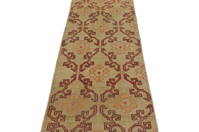 3x11 Red and Green Turkish Tribal Rug