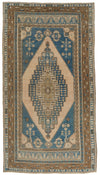 6x12 Light Blue and Brown Turkish Tribal Runner