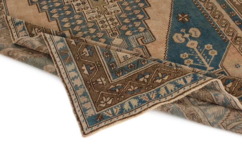 6x12 Light Blue and Brown Turkish Tribal Runner