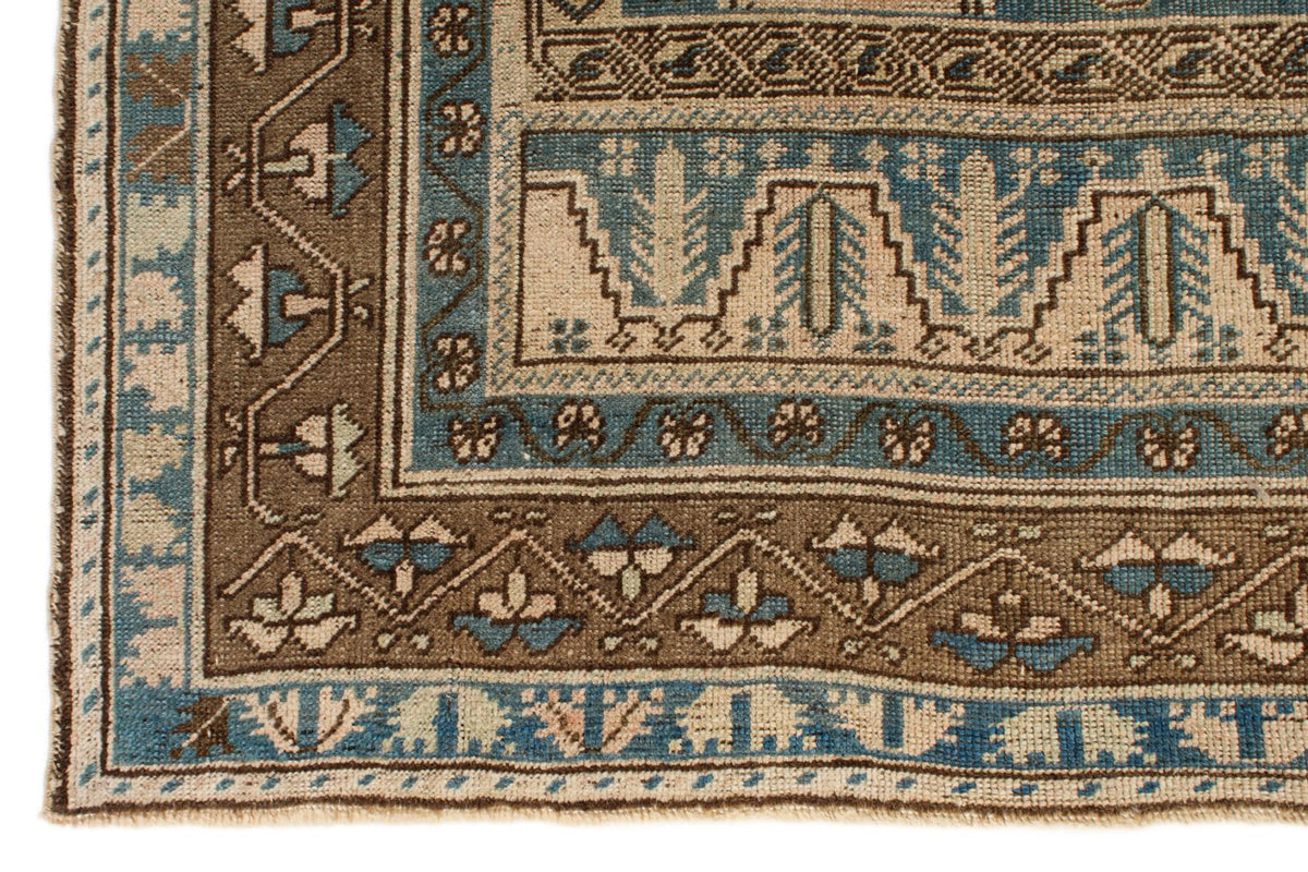 6x12 Light Blue and Brown Turkish Tribal Runner
