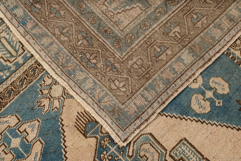 6x12 Light Blue and Brown Turkish Tribal Runner