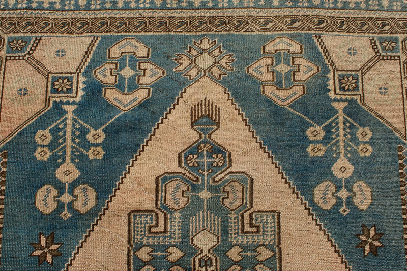 6x12 Light Blue and Brown Turkish Tribal Runner