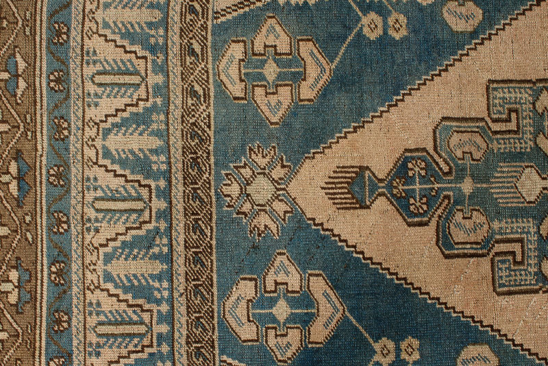 6x12 Light Blue and Brown Turkish Tribal Runner