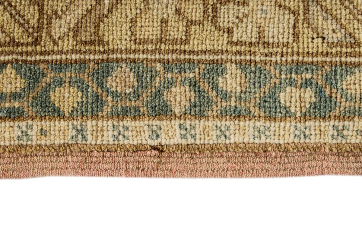 6x10 Green and Ivory Turkish Tribal Rug