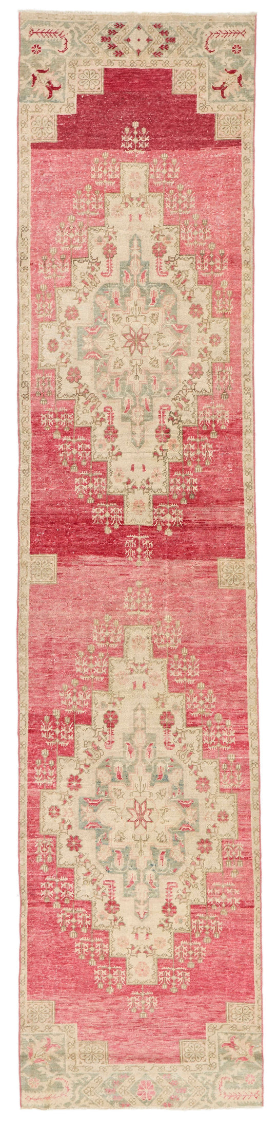 3x12 Pink and Ivory Turkish Tribal Runner