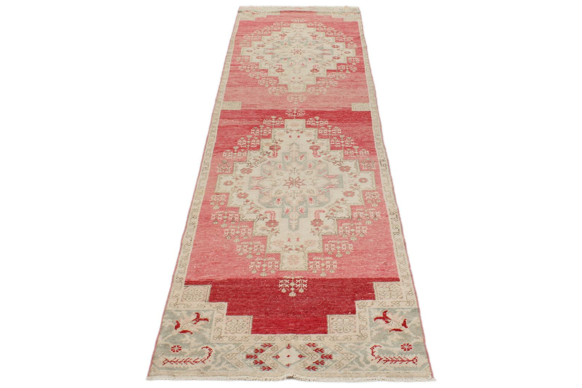 3x12 Pink and Ivory Turkish Tribal Runner