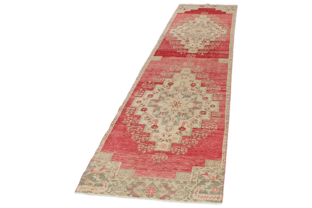 3x12 Pink and Ivory Turkish Tribal Runner