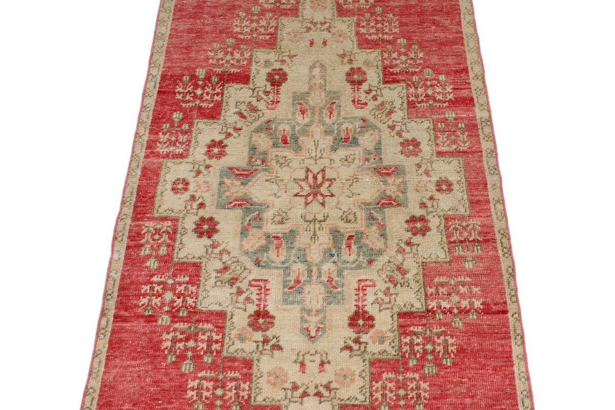 3x12 Pink and Ivory Turkish Tribal Runner
