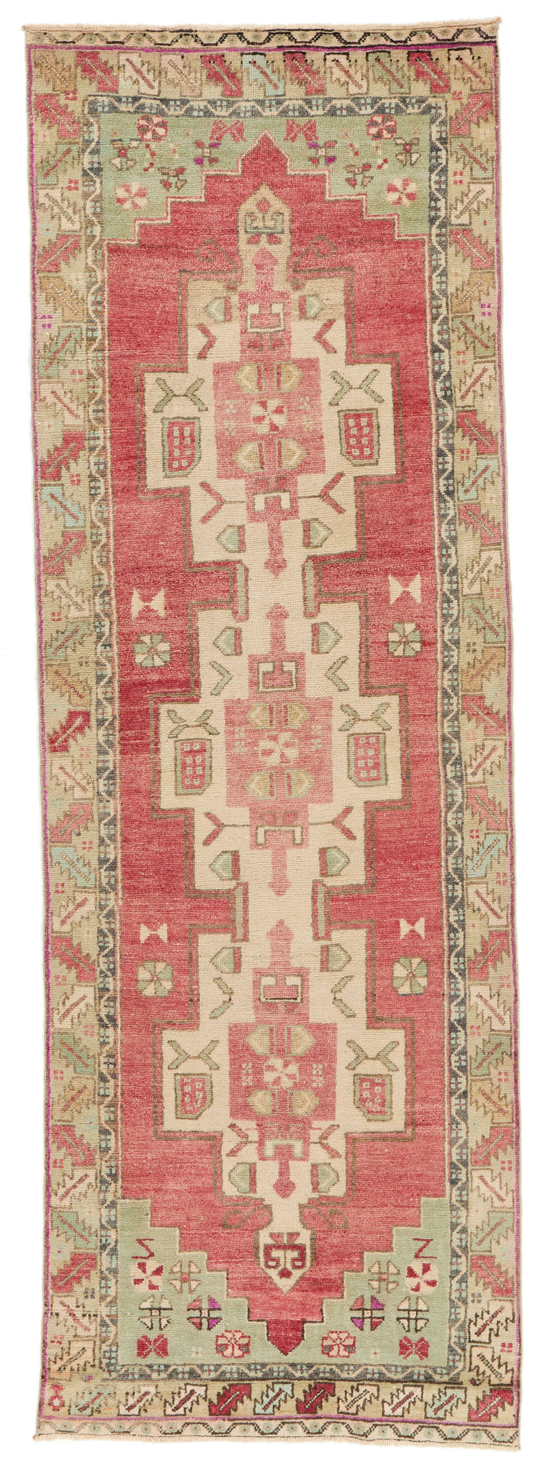 3x10 Red and Green Turkish Tribal Runner