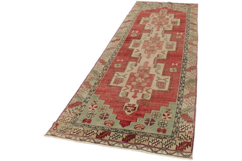 3x10 Red and Green Turkish Tribal Runner