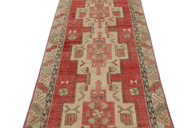 3x10 Red and Green Turkish Tribal Runner