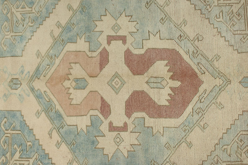 5x9 Blue and Ivory Turkish Tribal Rug