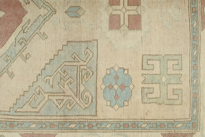 5x9 Blue and Ivory Turkish Tribal Rug