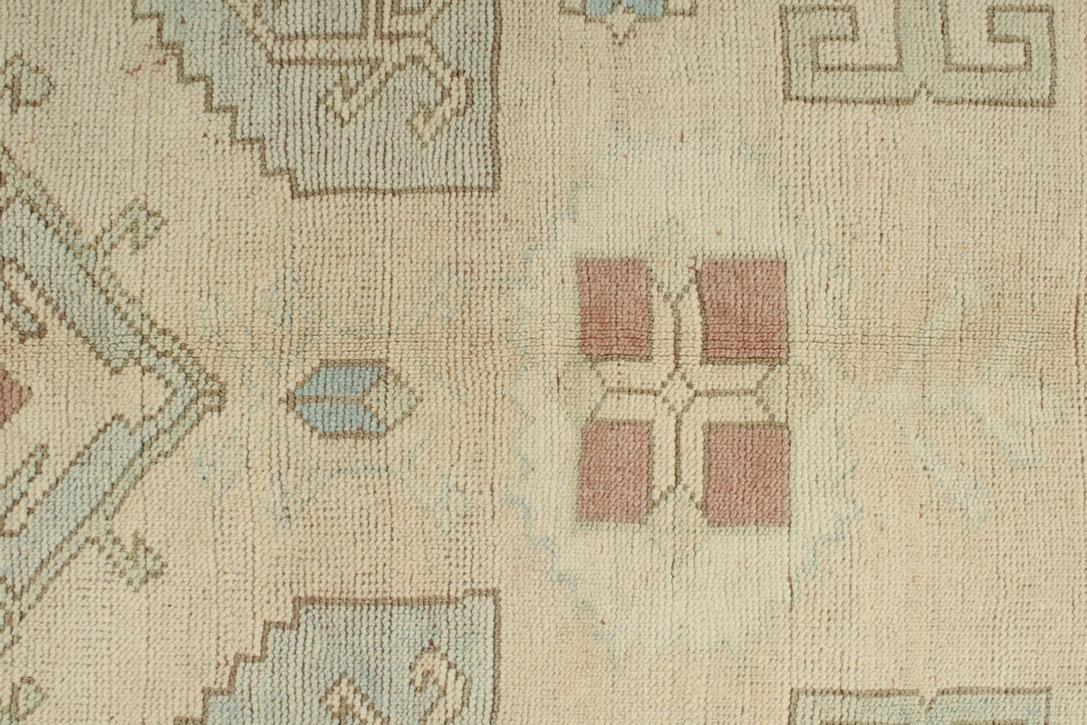 5x9 Blue and Ivory Turkish Tribal Rug