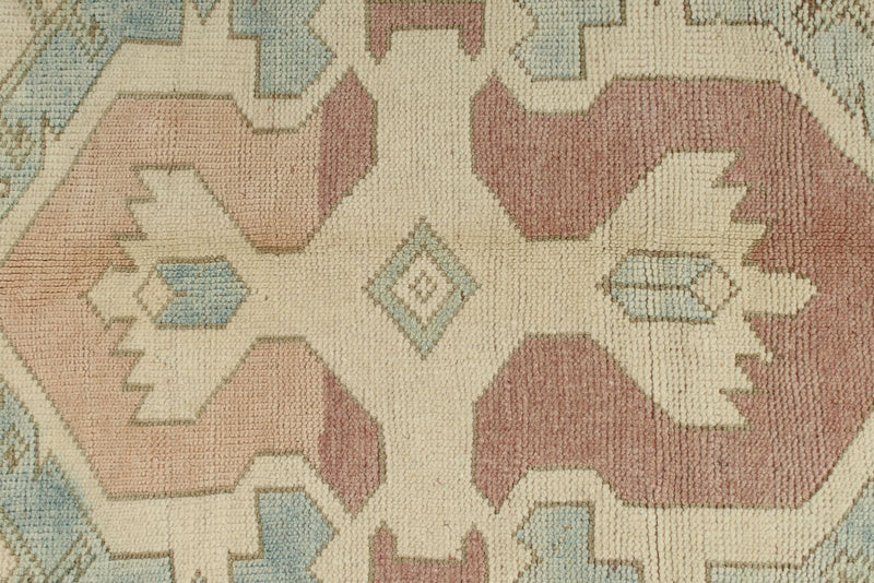 5x9 Blue and Ivory Turkish Tribal Rug