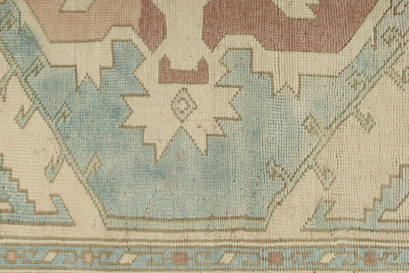 5x9 Blue and Ivory Turkish Tribal Rug