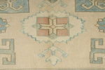 5x9 Blue and Ivory Turkish Tribal Rug