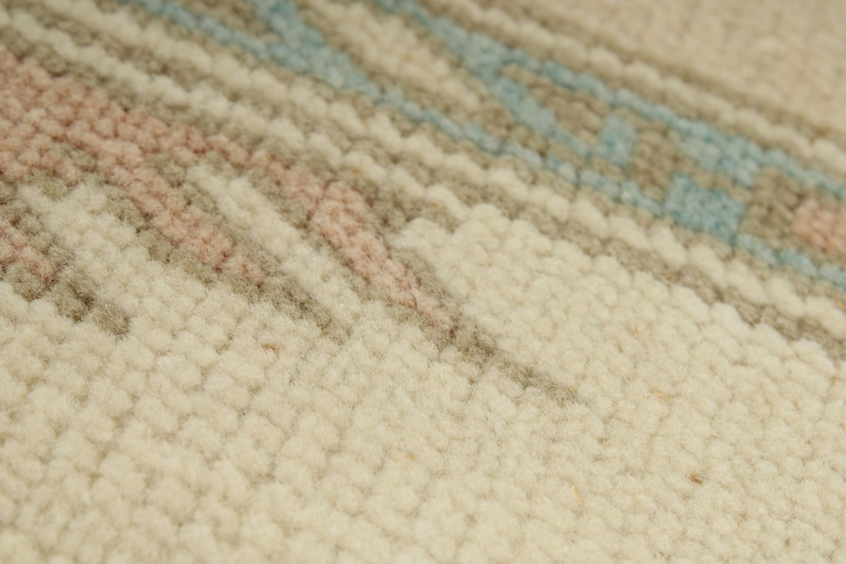 5x9 Blue and Ivory Turkish Tribal Rug