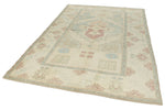 5x9 Blue and Ivory Turkish Tribal Rug
