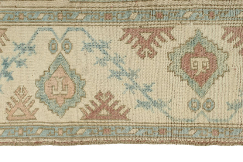 5x9 Blue and Ivory Turkish Tribal Rug