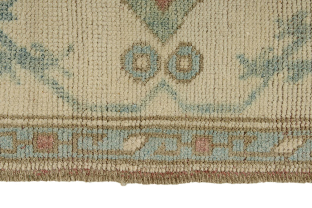 5x9 Blue and Ivory Turkish Tribal Rug