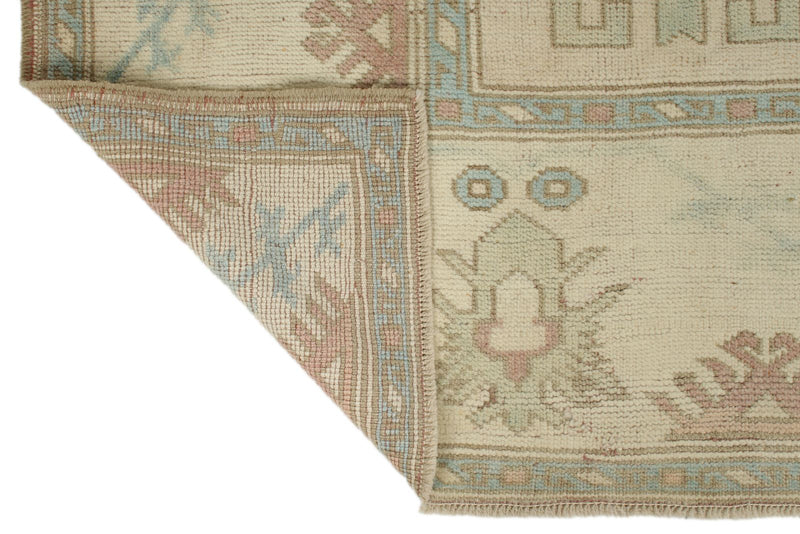 5x9 Blue and Ivory Turkish Tribal Rug