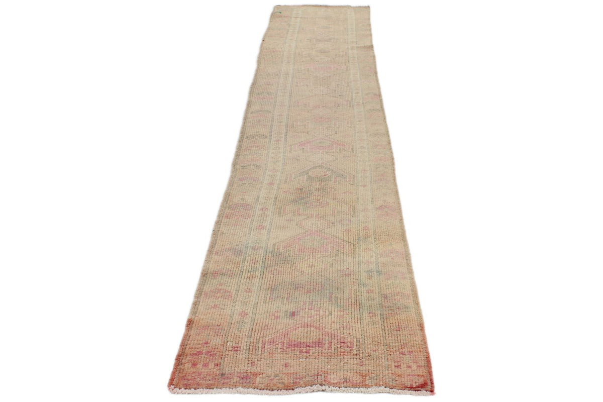 3x13 Pink and Beige Turkish Tribal Runner