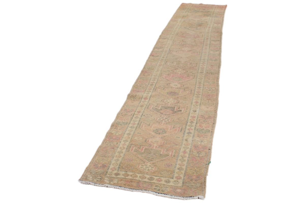 3x13 Pink and Beige Turkish Tribal Runner