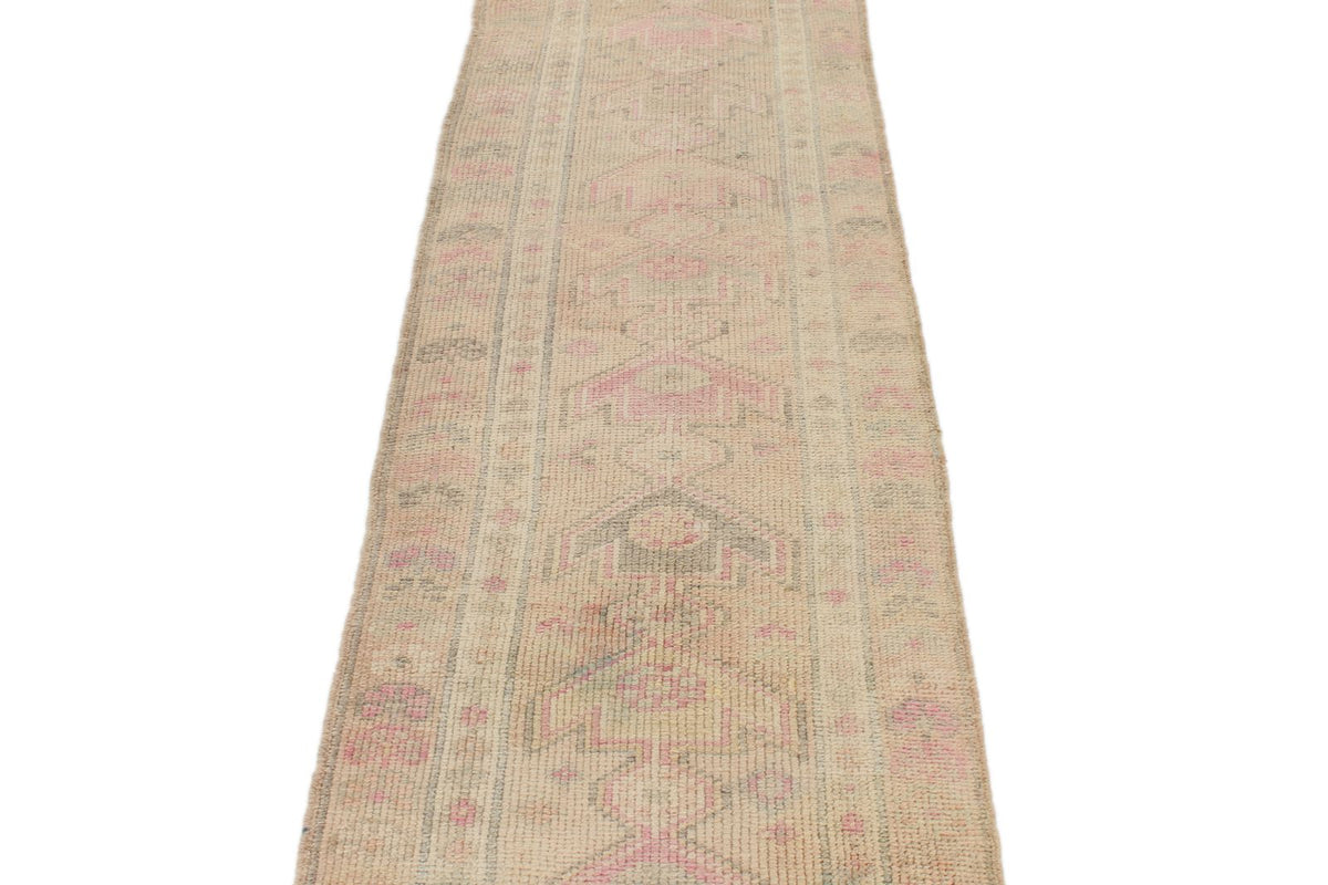 3x13 Pink and Beige Turkish Tribal Runner