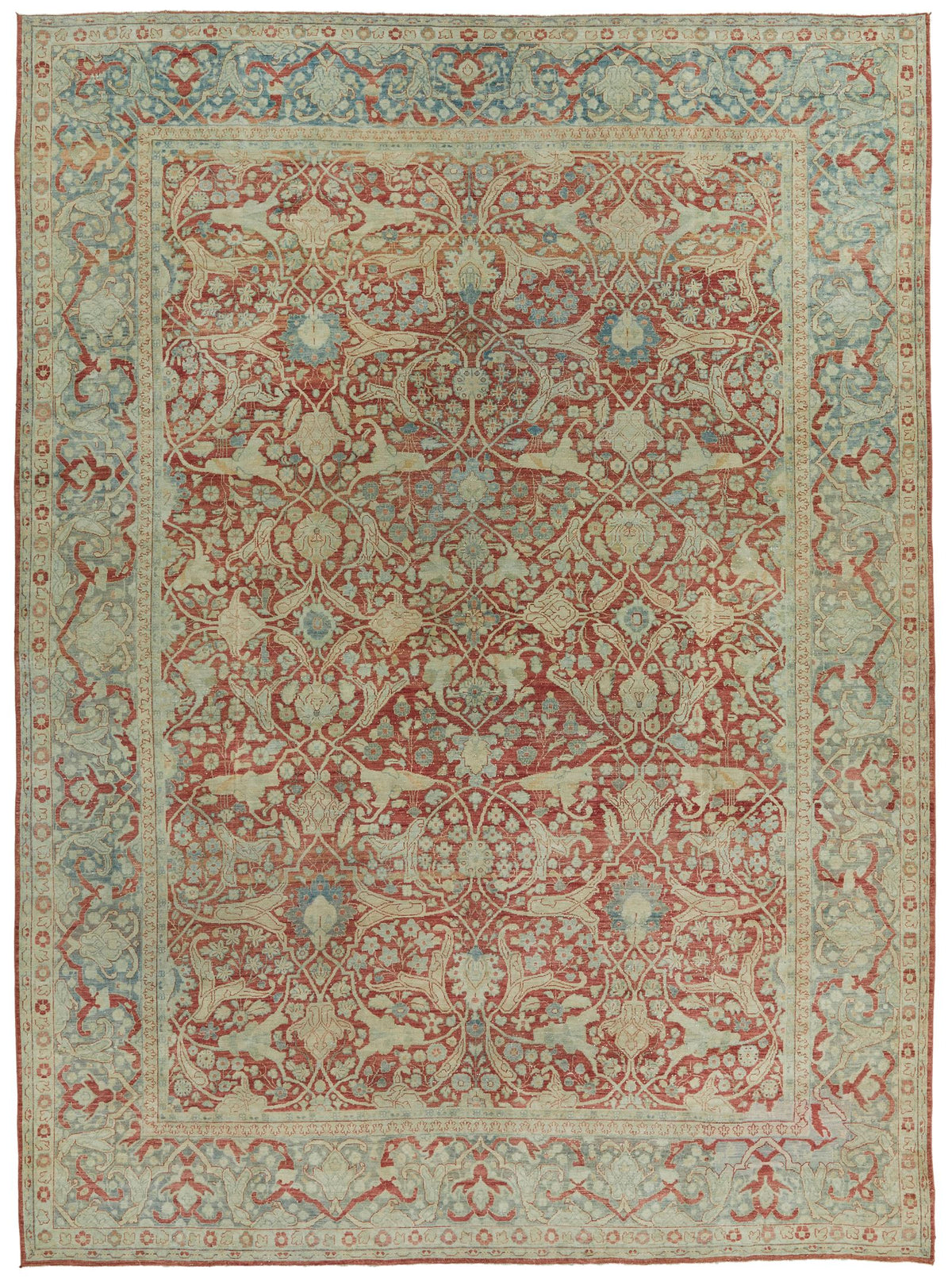 10x13 Red and Light Blue Persian Traditional Rug