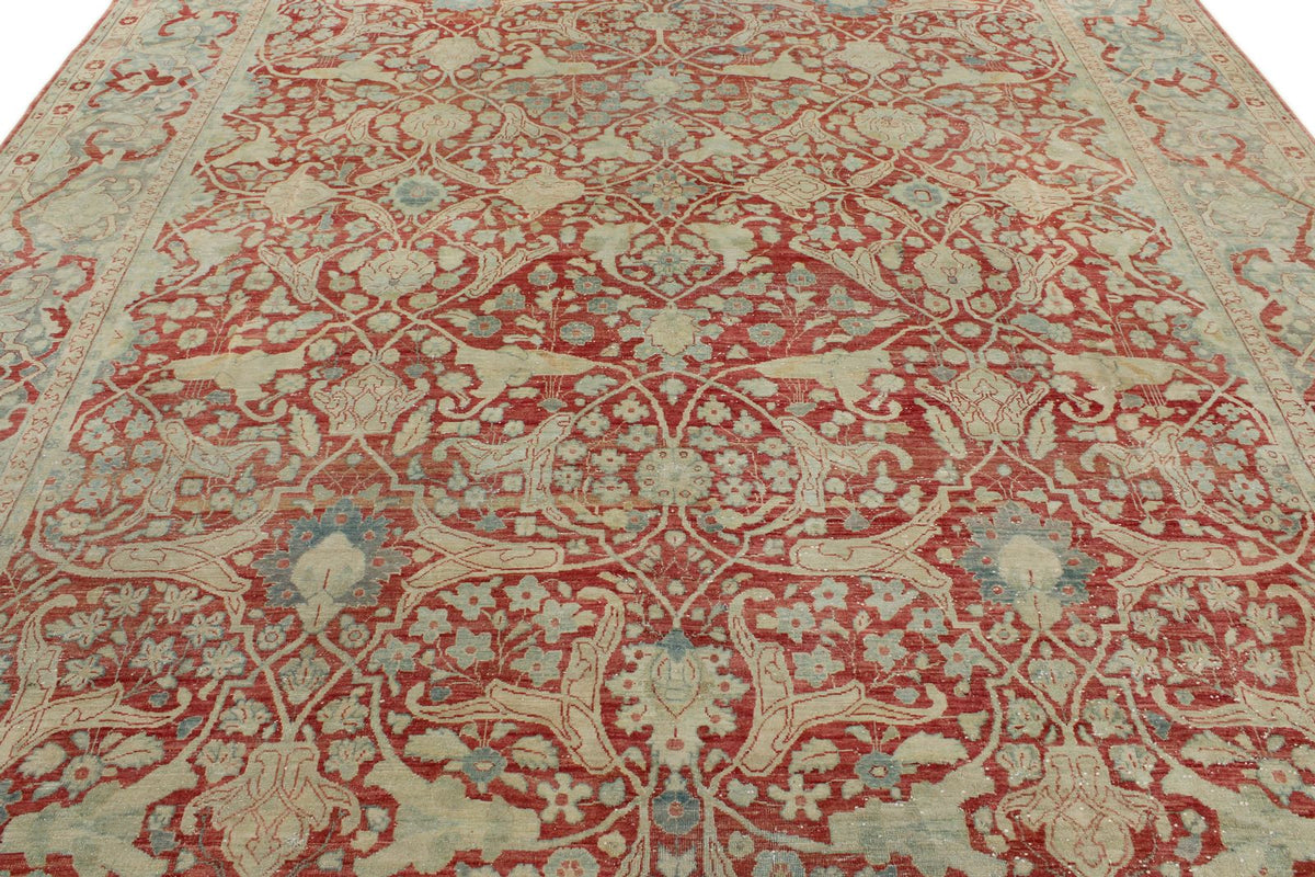 10x13 Red and Light Blue Persian Traditional Rug