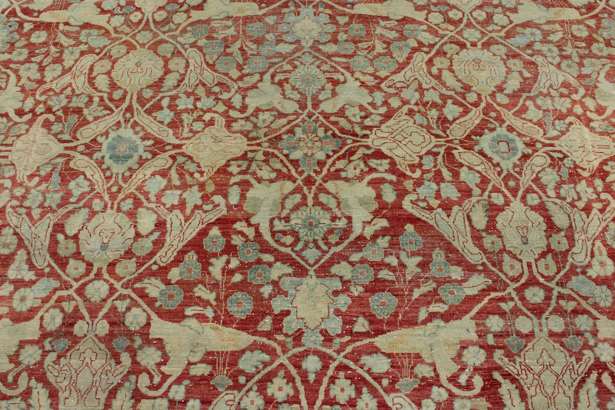10x13 Red and Light Blue Persian Traditional Rug