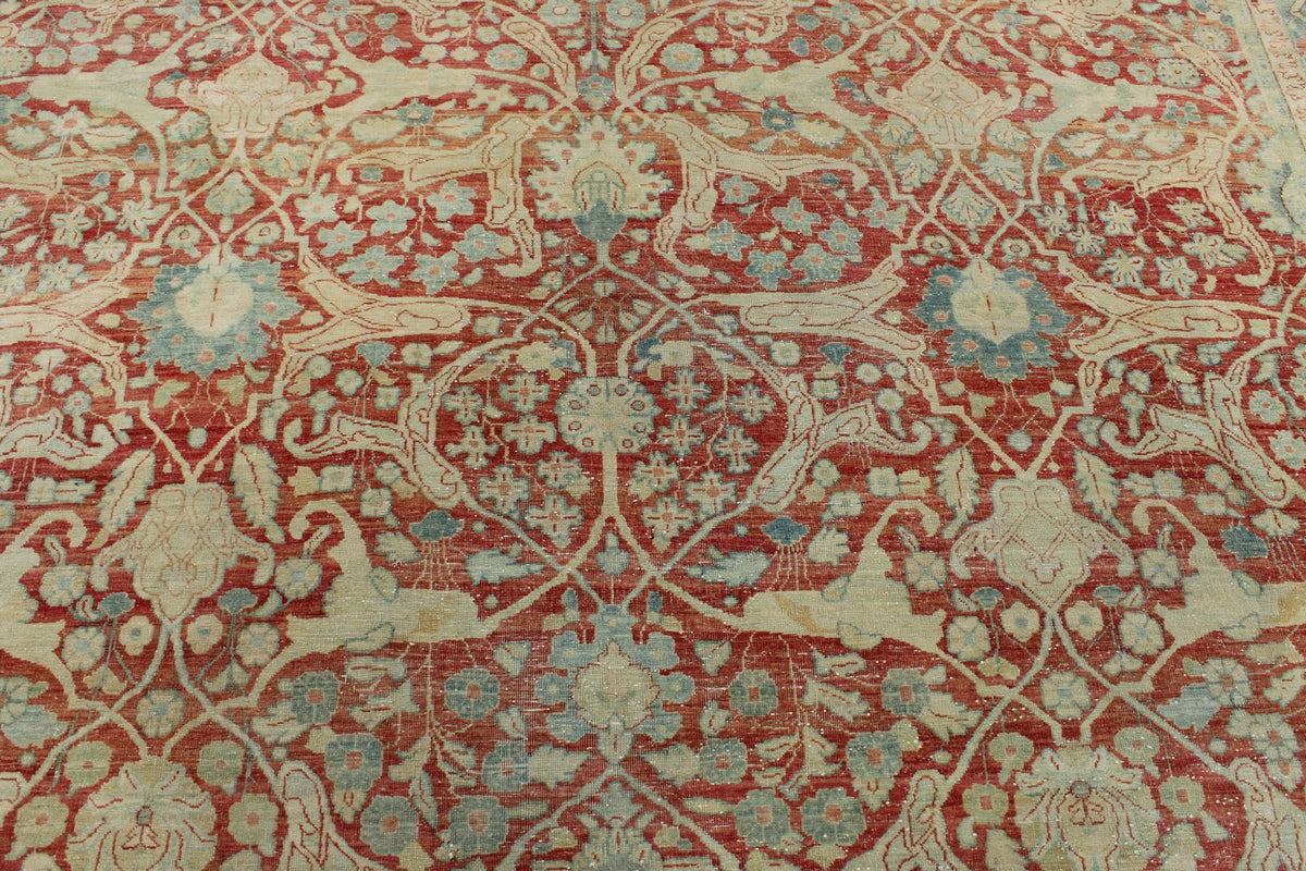 10x13 Red and Light Blue Persian Traditional Rug