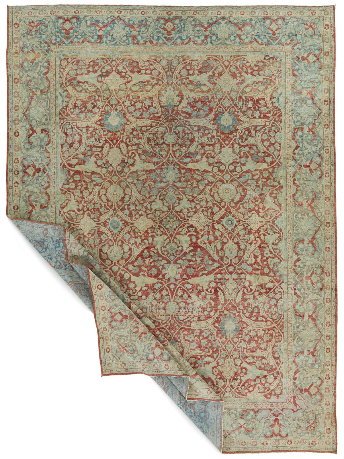10x13 Red and Light Blue Persian Traditional Rug