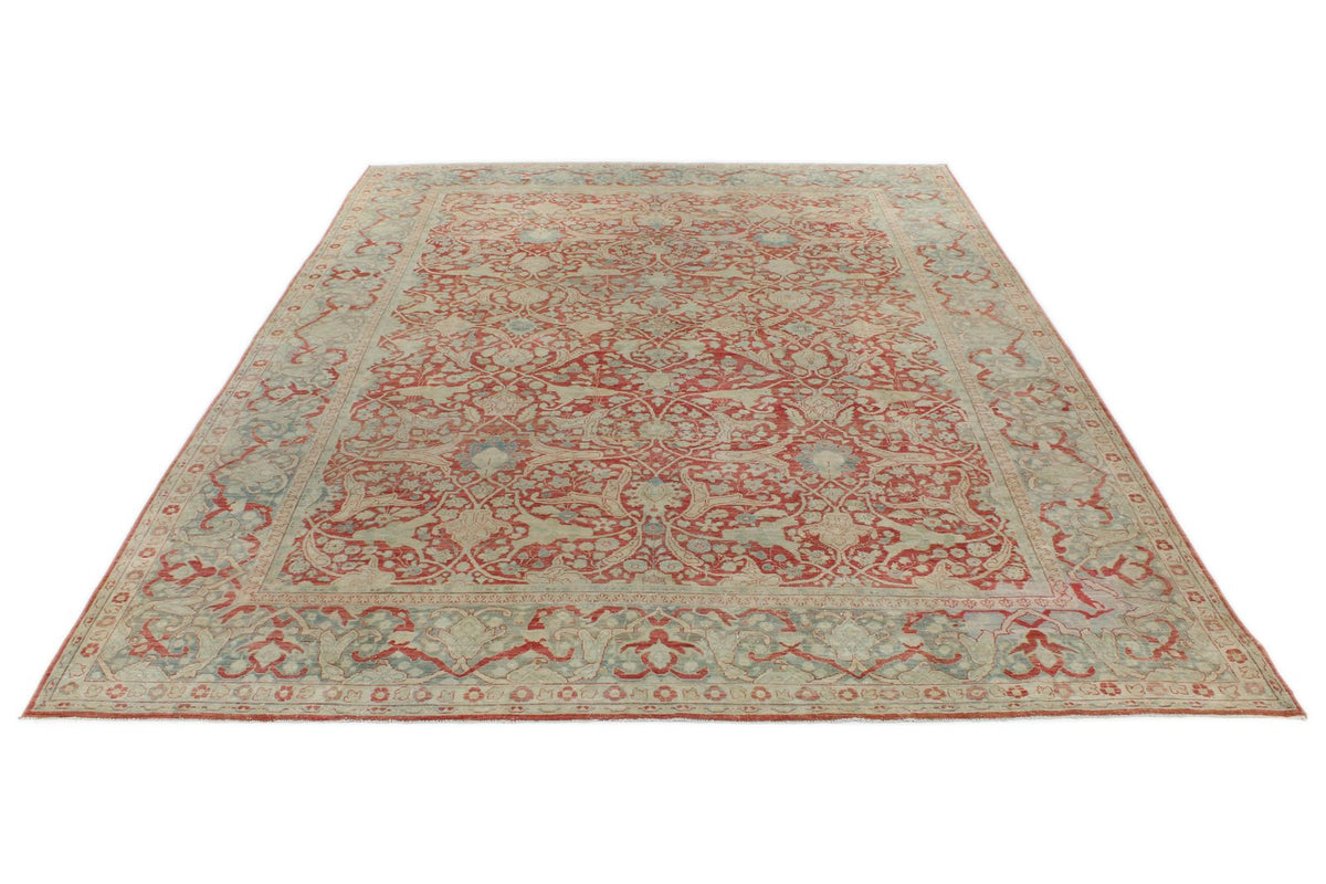 10x13 Red and Light Blue Persian Traditional Rug