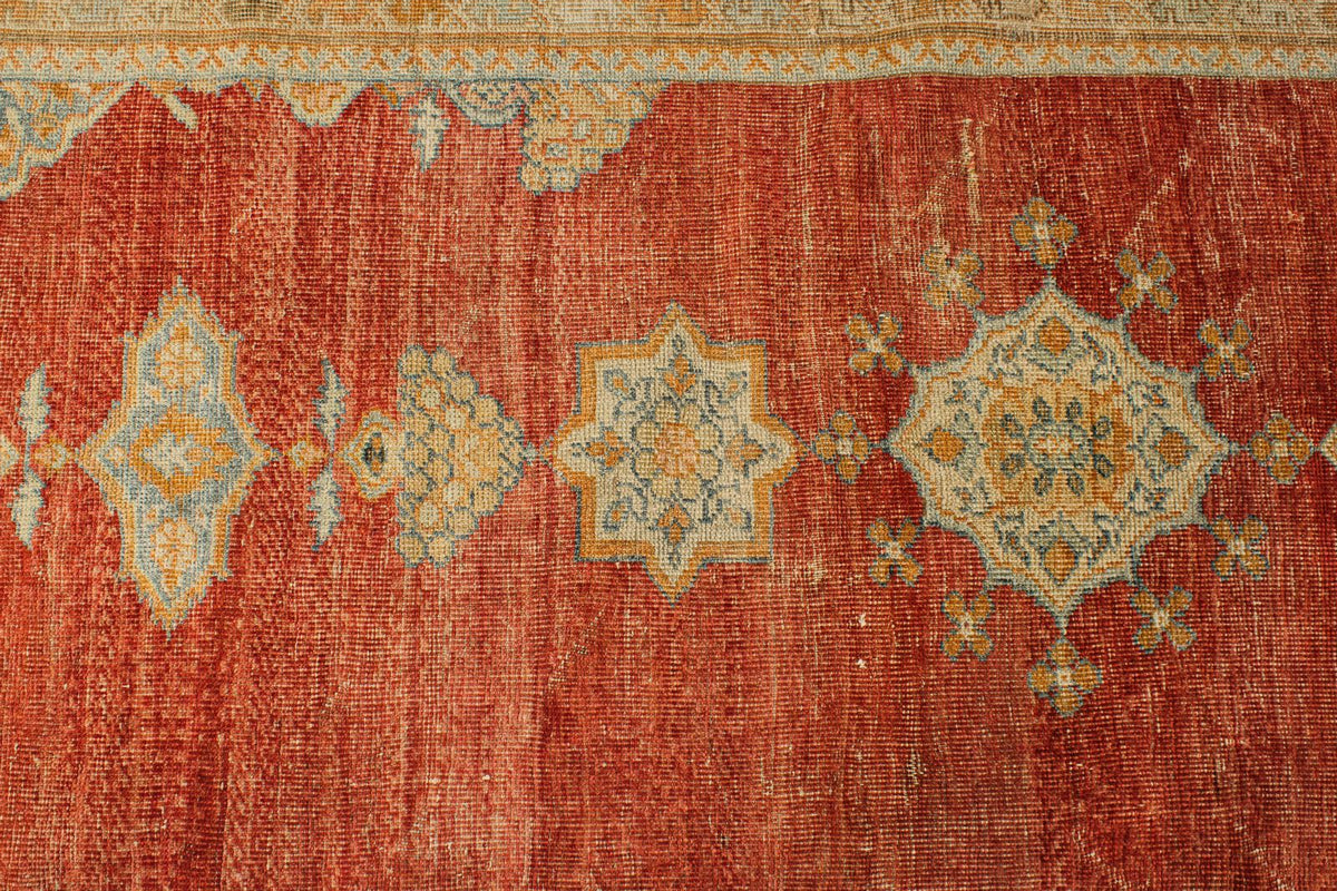 13x17 Red and Light Blue Turkish Oushak Rug
