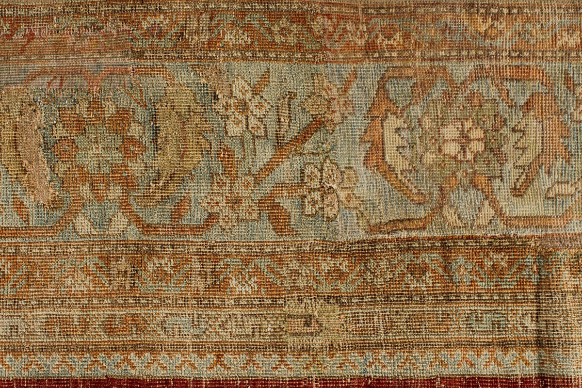 13x17 Red and Light Blue Turkish Oushak Rug