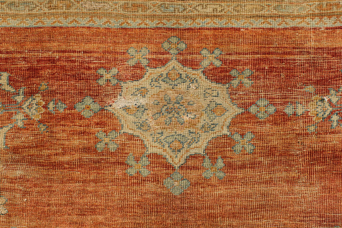 13x17 Red and Light Blue Turkish Oushak Rug