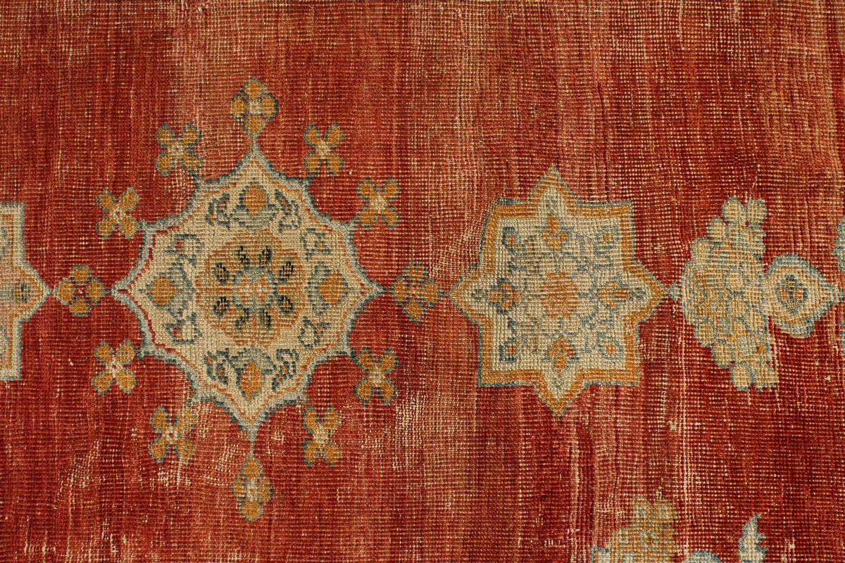 13x17 Red and Light Blue Turkish Oushak Rug