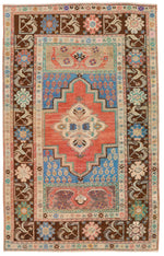 4x6 Blue and Brown Turkish Tribal Rug