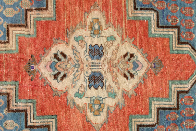 4x6 Blue and Brown Turkish Tribal Rug