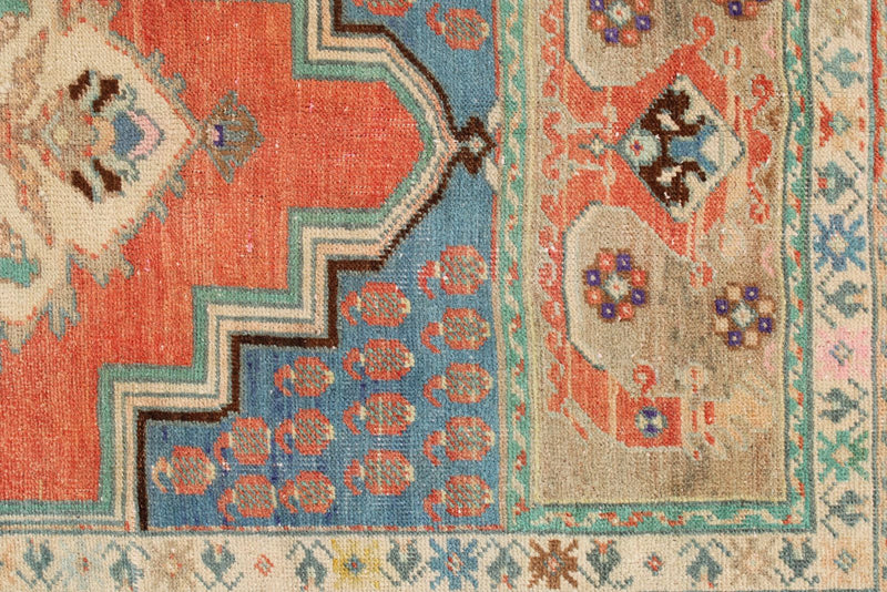 4x6 Blue and Brown Turkish Tribal Rug