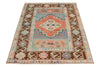 4x6 Blue and Brown Turkish Tribal Rug