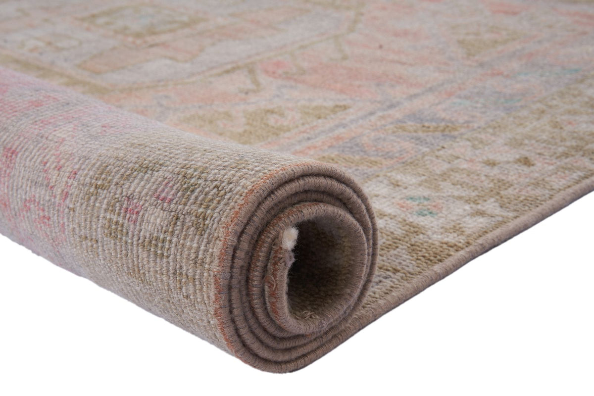 4x9 Pink and Brown Anatolian Turkish Tribal Runner