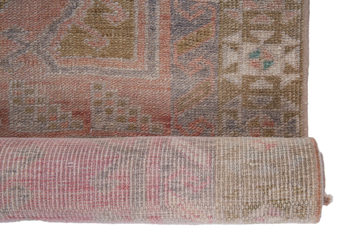 4x9 Pink and Brown Anatolian Turkish Tribal Runner
